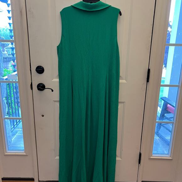 Green Maxi Dress Size 1X XL Nina Leonard Collared V-Neck Wedding Guest Summer - Picture 4 of 9